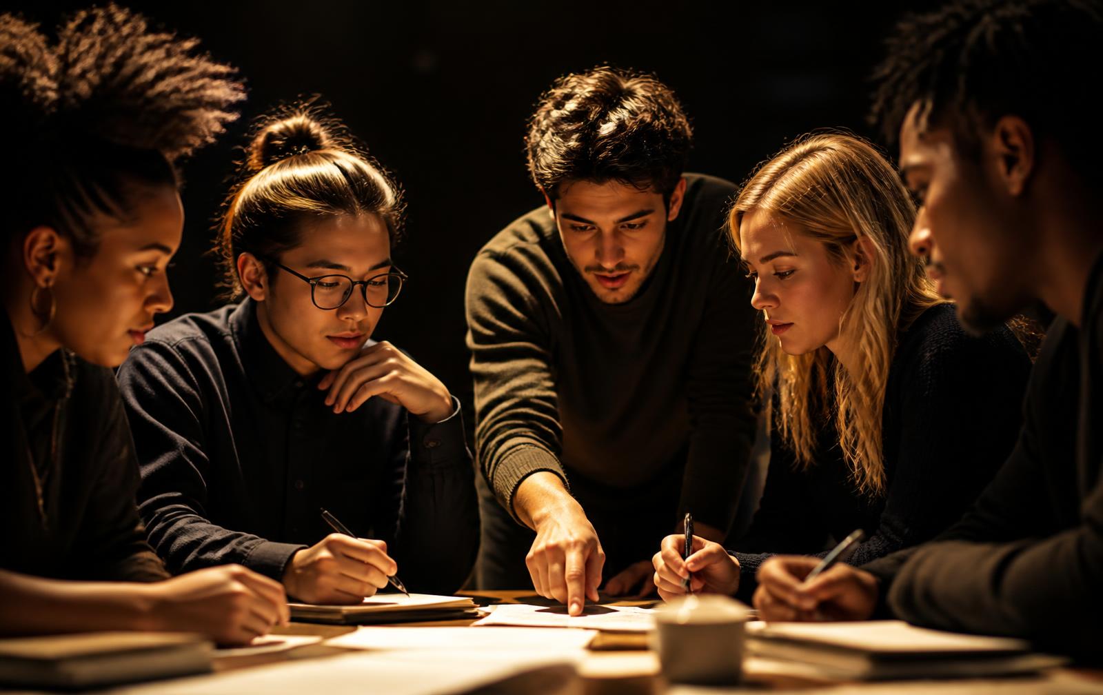 Students collaborating in a professional workshop setting
