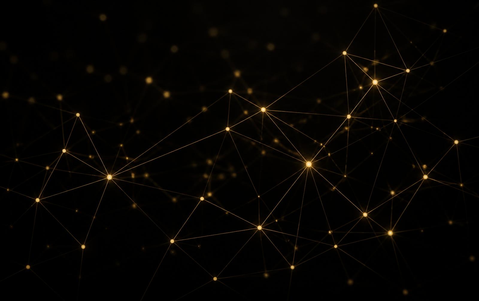 Abstract gold network of connected nodes